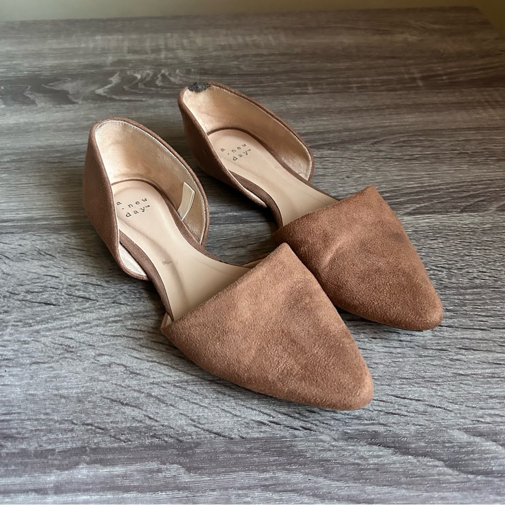 a new day Tan Suede d’orsay flats
